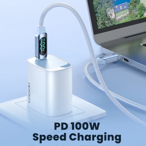 TOOCKI: 6ft 100W LED Display Silicone USB Charging Cable