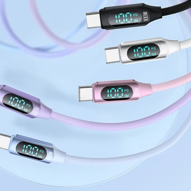 TOOCKI: 6ft 100W LED Display Silicone USB Charging Cable