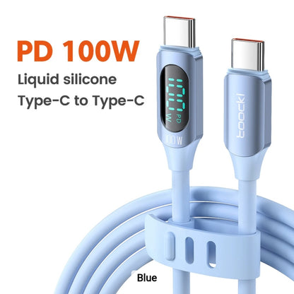 TOOCKI: 6ft 100W LED Display Silicone USB Charging Cable