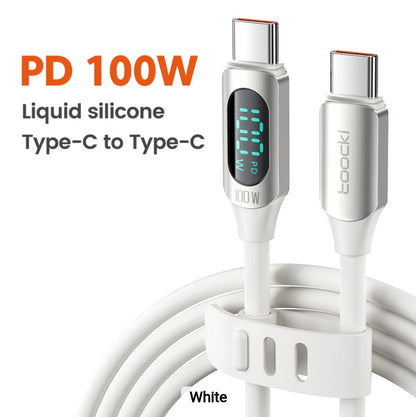TOOCKI: 6ft 100W LED Display Silicone USB Charging Cable