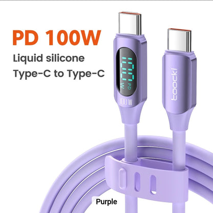 TOOCKI: 6ft 100W LED Display Silicone USB Charging Cable